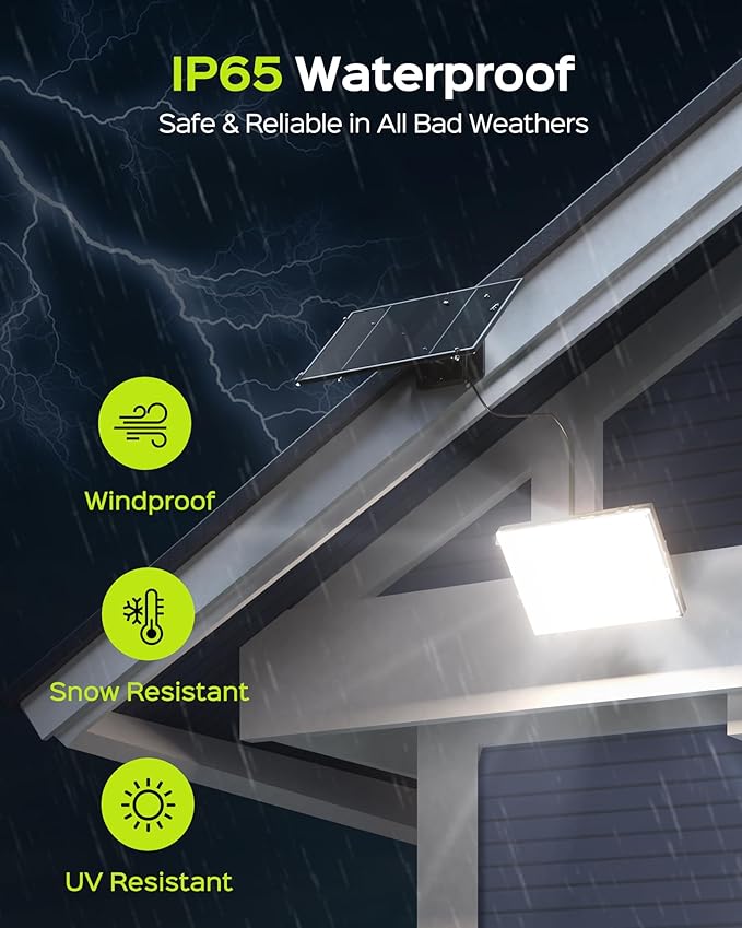 JACKYLED Motion Sensor Solar Lights Outdoor, 16.4ft Cord Security Wall Flood Light Solar Powered Gen2 Light Focus LED with Lenses Cool White Light IP65 Waterproof for Porch Backyard Barn Shed, 3-Pack