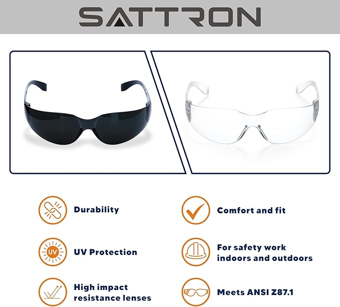 3 Pack Clear Safety Glasses, ANSI Z87.1 Eye Protection for Women Men, Scratch & Impact Resistant Protective Eyewear