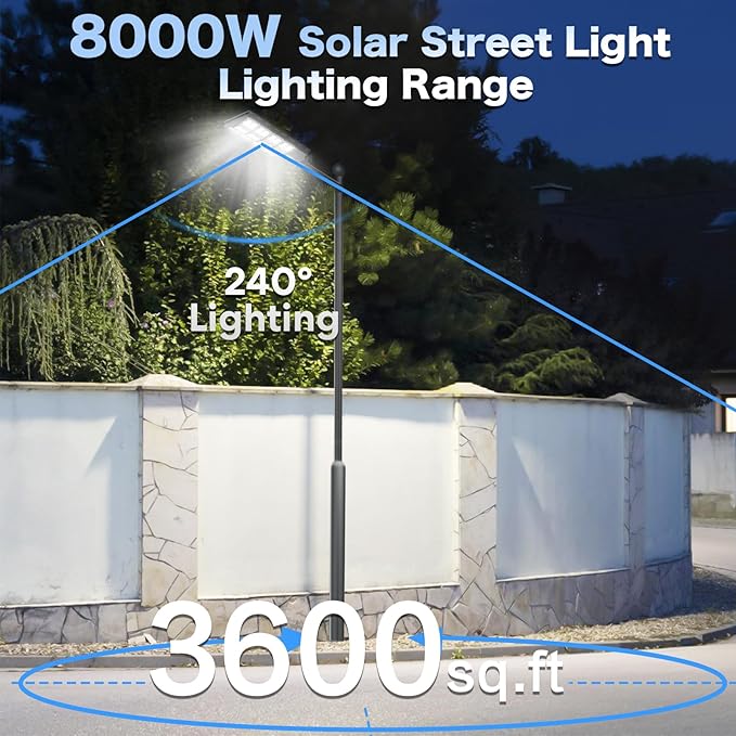 8000W Solar Street Light, 3 Pack Dusk to Dawn Solar Lights Outdoor with Motion Sensor and Remote Control for Yard Parking Lot, Garage, Street