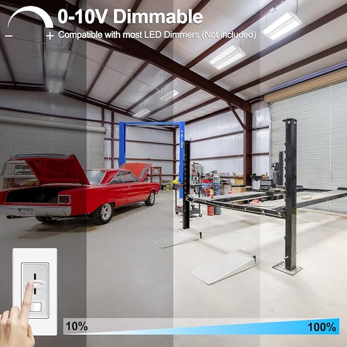 4-Pack High Bay LED Shop Light 1.35FT 150W 21000Lumens 5000K Daylight 100-277V, Commercial Mini Linear High Bay Lights for Warehouse Workshop Supermarket Stadium, 0-10V Dimmable, ETL