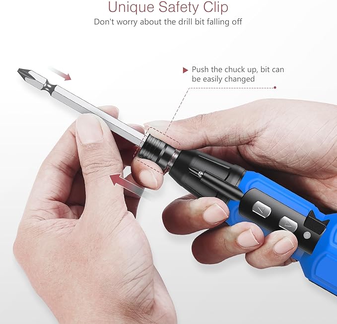 LOFICOPER Electric Screwdriver Set, Mini Cordless Screwdriver Kit with Bit Holders, LED Work Light, USB Charging Cable, for Phones, PC, Glasses, Small Projects, Blue