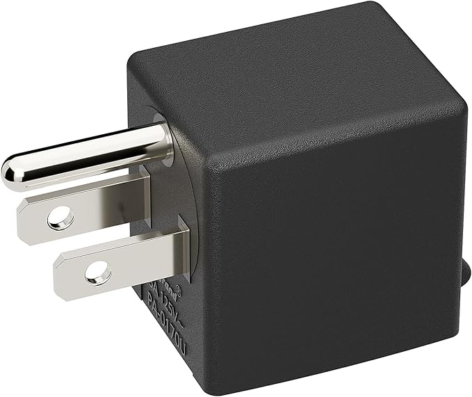 90 Degree Adapter Upward Angled, USA 3-Prong Male-Female Adapter, 90 Degree Angled USA Male Female Plug, 5-15P to 5-15R Direction Changer Space Save Plug Black PA-0170U