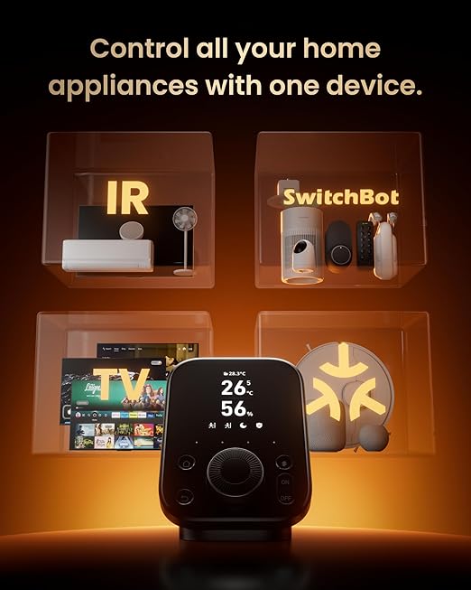 SwitchBot Hub 3 (3rd Gen), Smart Home Hub with 2.4" IPS Screen & Knob Control, WiFi Thermometer Hygrometer, IR Remote Hub (Matter/Bluetooth 200m), Alexa/Google/Apple Home Compatible