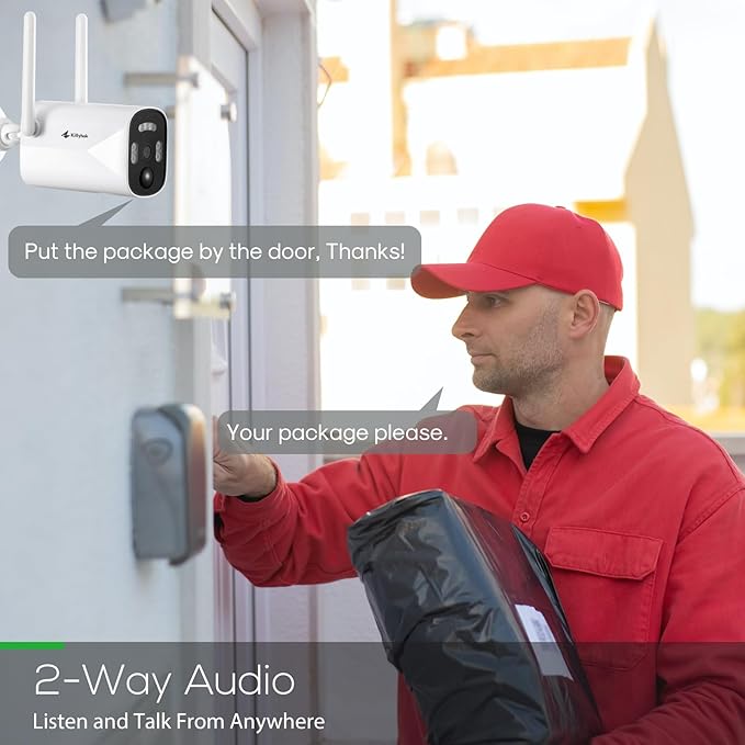 Kittyhok Solar Security Camera Outdoor System with Monitor | 4pcs Wireless Solar Powered Security Camera, Human Detection, Spotlight, for Home Security | 10CH NVR, 10'' IPS Monitor, Local Storage