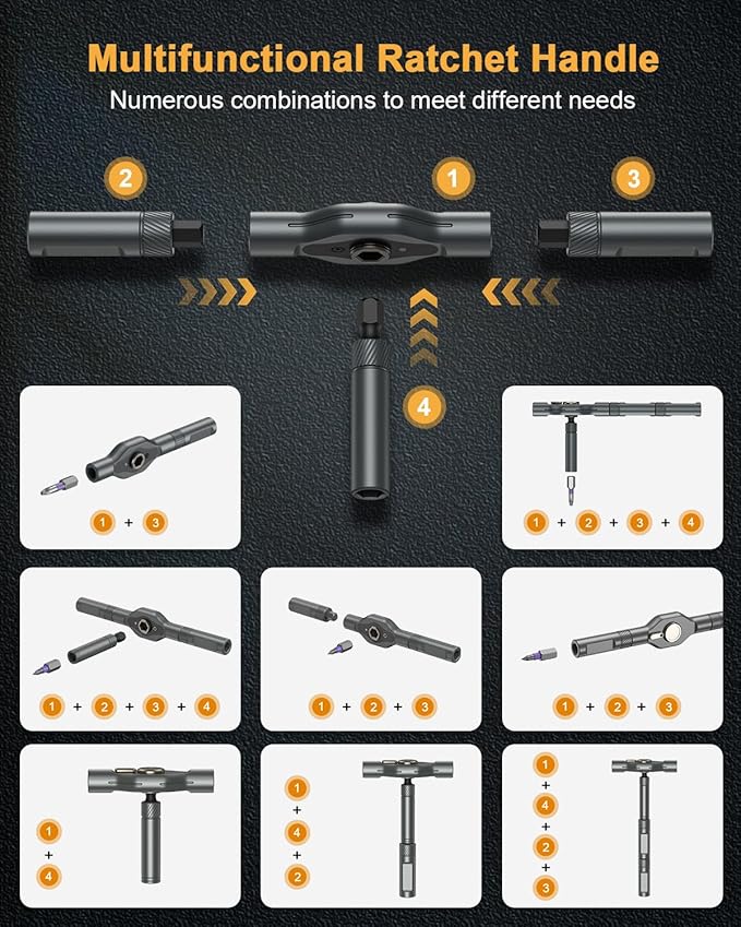 43 in 1 Ratchet Screwdriver Set, Magnetic Screwdriver Set, 2025 New Model Repair Tool Kit with DIY Ratchet Handle, Metal Pry Bar, 40 Precision Bits for Electronics, Furniture Assembly,Bicycle