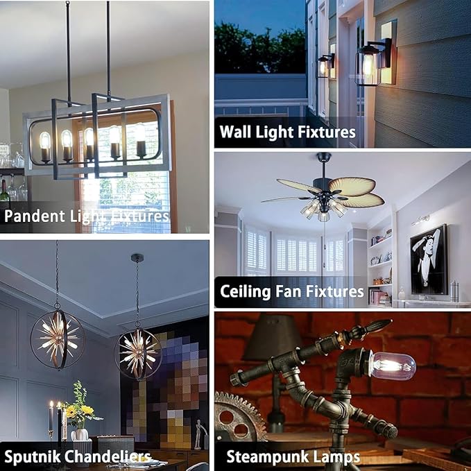 3.2 Inch 4000K Neutral White E26 LED Bulb 60 Watt Equal, AC 120V 600LM Edison Bulbs Dimmable, 6W T10 Tubular Filament Light Bulbs Clear Glass for Fan Pendant Wall Light, UL Listed-6 Pack