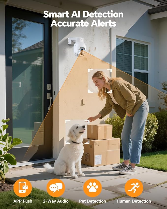 Camcamp Solar Security Cameras Outdoor Wireless, 4MP Security Camera System for Home, Solar-Powered 4 Cam-Kit, 2.4G & 5G WiFi, Color Night Vision, 360° Pan & Tilt, 10CH NVR 500GB HDD, No Subscription