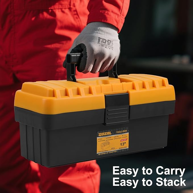 4-in-1 Toolbox Set – Stackable Tool Box Organizer with Removable Tray, Durable Tool Storage for DIY, Home Repair, Garage Tool Box, RV and Student Use (13/15/17/19 Inch)