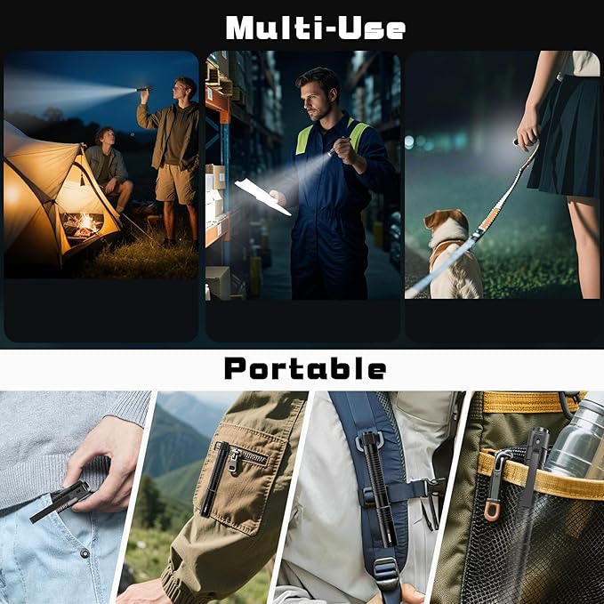 VTIGER T2A Compact EDC Flashlight,1500 High Lumens AA Rechargeable LED Flashlight, Super Bright Small Tactical Tail Switch Pocket Pen Light with Magnet for Camping,Hiking,Outdoor,Home,Emergency