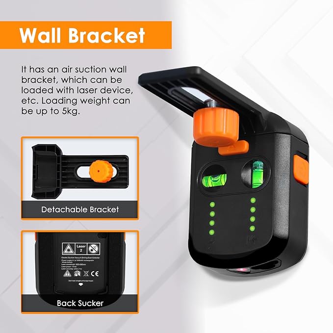 Laser Leveler Tool 4-in-1 Wall Laser Level with Line Laser, Drill Dust Collector, Electronic Vacuum Suction Cup and Wall Bracket, Rechargeable Laser Level Tool for Picture Hanging, Home Renovations