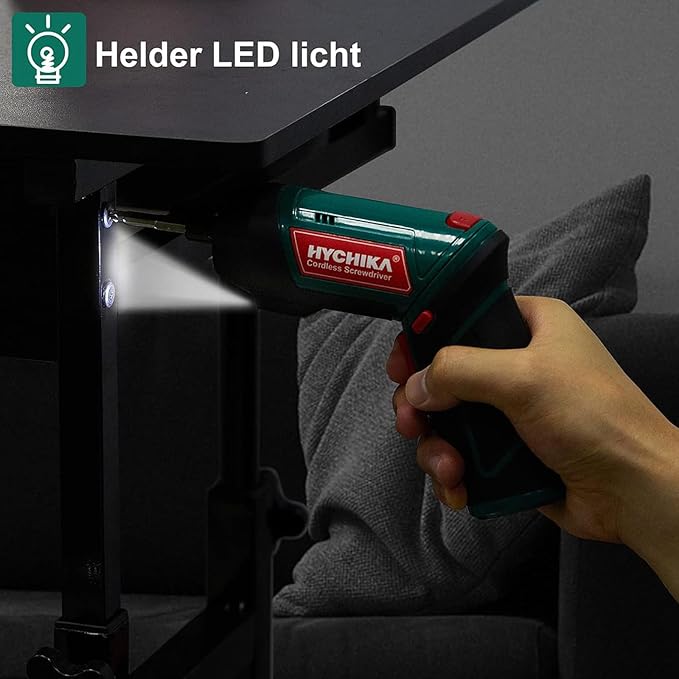 HYCHIKA Electric Screwdriver, 6N.m and 2000mAh 3.6V Cordless Screwdriver with 20 Accessories, Work Light, Charging Cable and Magnetic Chuck