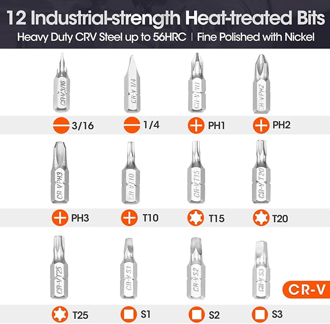 ValueMax 13-in-1 Multi-bit Ratcheting Screwdriver Set Tool All in One, Portable Multi-purpose Ratchet Screw-driver, Slotted/Philips/Torx/Square