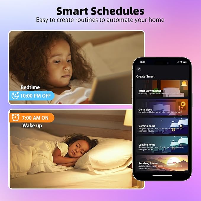 Smart Light Bulbs 2Pack, Color Changing Light Bulb Works w/Alexa Google Home, 9W A19 E26 800LM RGBTW Colored LED Bulbs, 50+ DIY Scenes, Music Sync, App & Voice Control WiFi Light Bulbs