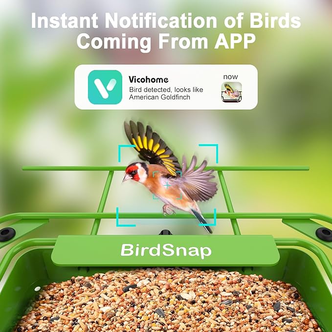 birdsnap® APS - Metal Bird Feeder with Camera Solar Panel 32GB Card, AI Identify 10000+ Birds Camera Feeder, 2K HD Live View Auto Record Bird Video, Ideal Xmas Gift for Birds Lover
