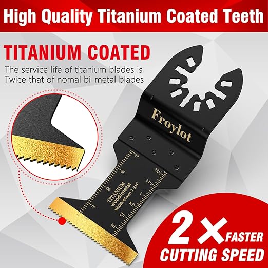 49pcs Titanium Oscillating Tool Blades High-Carbon Steel Multitool Blades, Universal Vibrating Multi Tool Blades Kits for Metal Wood Cutting, Fit Dewalt Bosch Milwaukee Ryobi Rockwell Fein Makita
