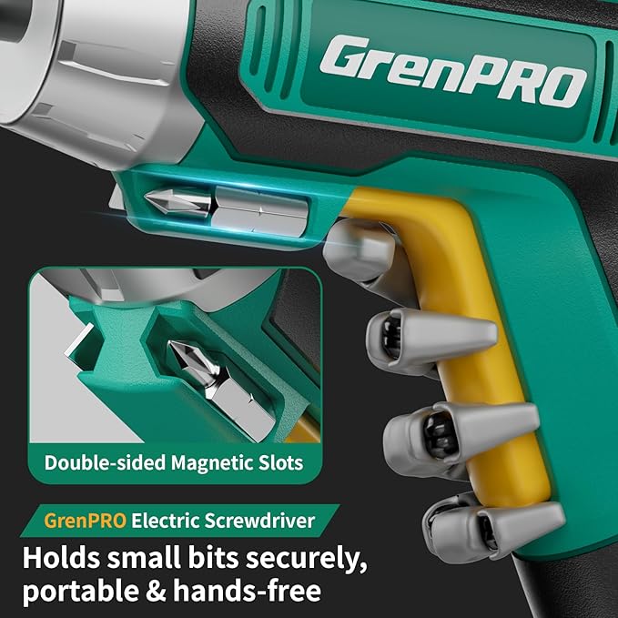 4V Electric Screwdriver Rechargeable, Cordless Screwdriver 9pcs Bit with 1pc Bit Holder, USB Small Power Screwdriver Set with Bits, Green