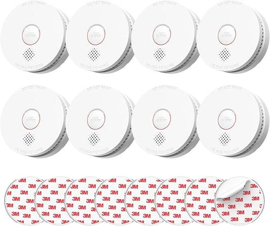 SITERLINK Smoke Detectors,UL217-9th Listed Smoke Alarms with Replaceable Battery,Photoelectric Sensor Smoke Detector with Test-Silence Button,Fire Detectors for Home,House,GS509A 8-Pack