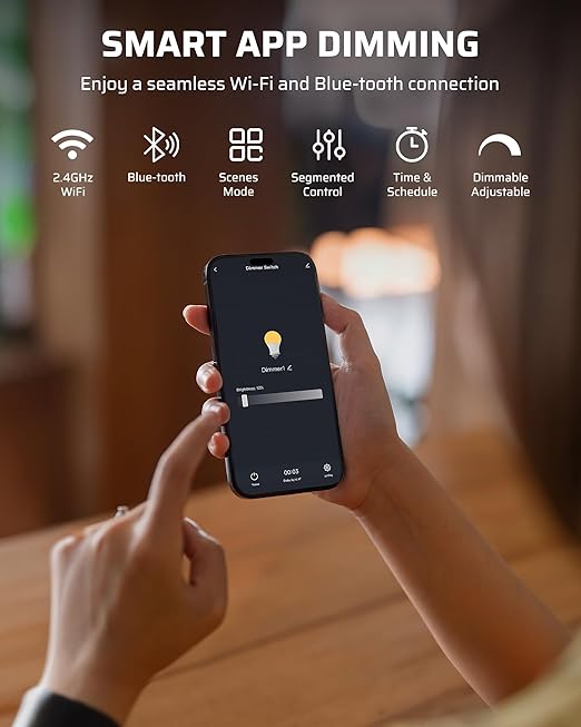 DEWENWILS Outdoor Dimmer for String Lights, Smart Dimmer Plug with Remote, Compatible with Alexa & Google Home, Waterproof, 100FT Range, Remote Dimming for Dimmable LED/Tungsten Bulbs, FCC Certified