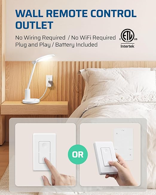 DEWENWILS Wireless Remote Wall Switch and Outlet, Plug in Remote Control Outlet Light Switch, No Wiring, Expandable, 100ft RF Range, ETL Listed (2 Switches and 1 Receiver)