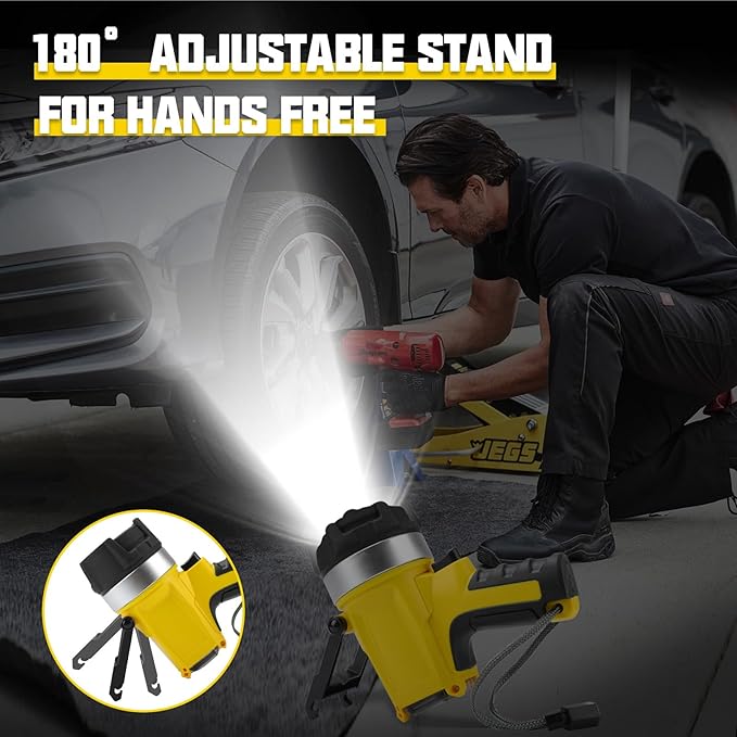 18W Spotlight Handheld Rechargeable Spotlight/Floodlight IP67 Waterproof Flashlight Super Bright 3500 Lumens with Foldable Stand and Detachable Red Lens