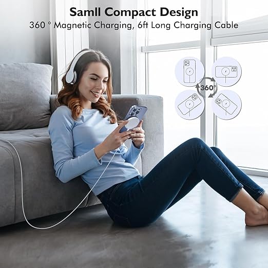 [MFi Certified ]iPhone 16 Magnetic Charger,6FT USB C i Phone 16 Wireless Charging Pad & Fast PD USB C Charging Block,Fast i Phone Apple Mag-Safe Charger for iPhone 16/16 Pro/Pro Max/15/14/13/12 Series