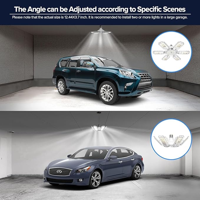 SANSI Garage Lights, 600W Equiv.Garage Lighting Ceiling LED，60W Super Bright Shop Light for Workshop, E26 5000K Daylight Screw in Bulbs with 6+1 Adjustable Panels, ETL Certified for Storage Room