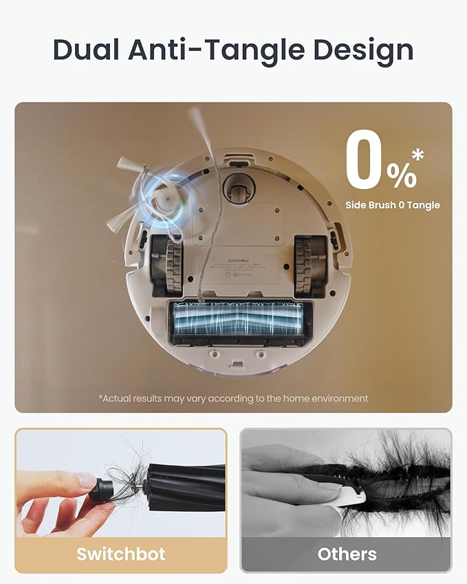 SwitchBot Robot Vacuum and Mop K11+ with Matter, 6000Pa Powerful Suction, 90 Days Hands-Free, Self Emptying, LDS Smart Navigation Mapping, 3.6-Inch Slim Design, Work with Apple Home, Alexa, GoogleHome