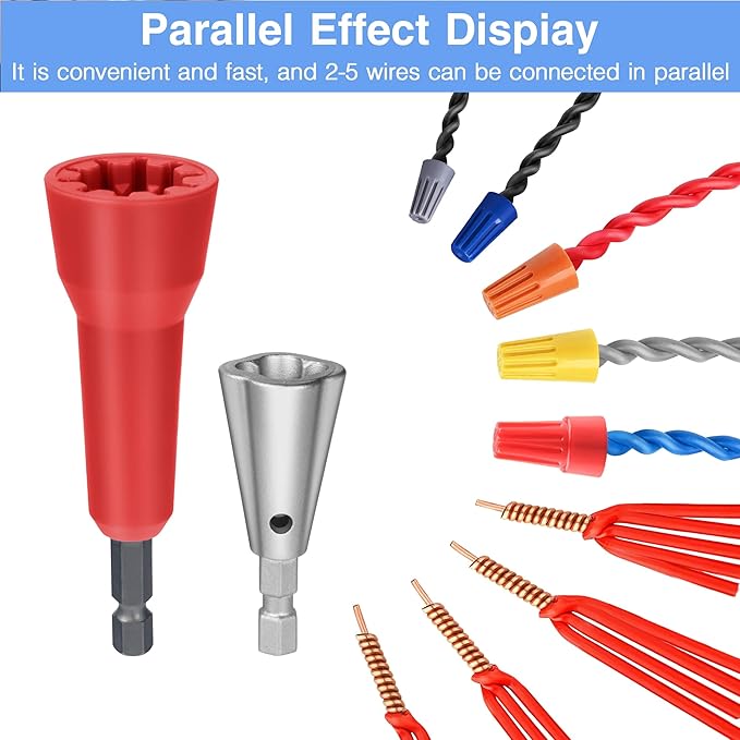 Wire Nut Twister,with 2pcs Bit Holders 1/4" Socket,Hex Shank Screwdriver Bit Holder,Wire Twisting Tool,Wire Nut Twister for Electrical Power Drill,Wire Twister for Quick Twisting Cable