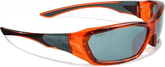 Crews ForceFlex FF137 Safety Glasses Ballisitic Silver Mirror Lens and Translucent Orange Frame Frame, 1 Pair