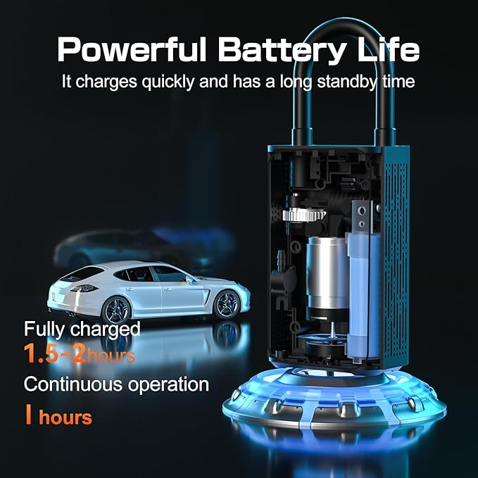 Portable Air Pump for Inflatables, Tire Inflator Portable Air Compressor with Digital Pressure Gauge, Tire Inflator 150 psi for Car, Motorcycle, Bike,Balls, Pool Floats