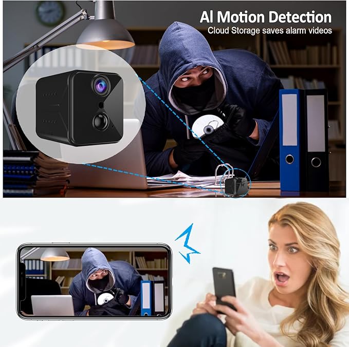 2025 Upgraded Security Camera,4K HD Mini Cam for Home with Night Vision,100 Days Long Battery Life, Motion Detection,Remote Viewing,Wireless Camera for Pet/Baby/Nanny Surveillance