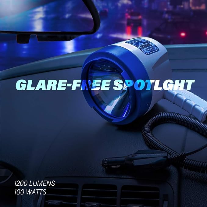 GOODSMANN Marine Spotlight Corded Handheld Corded Spot Lights for Boats 12 Volt DC Glare-Free Halogen Spotlight 9924-H202-01