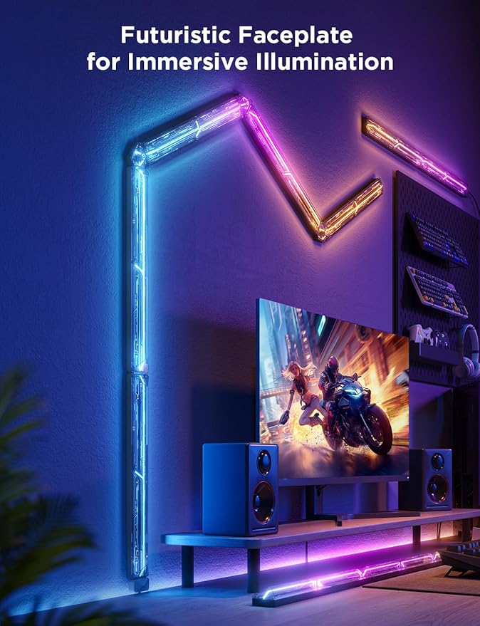Govee Gaming Wall Light, RGBIC Glide Wall Light, Work with Matter, Alexa and Google Assistant, DIY Customized LED Wall Lighting Effects and Shapes, Gaming Lights for Gaming Room