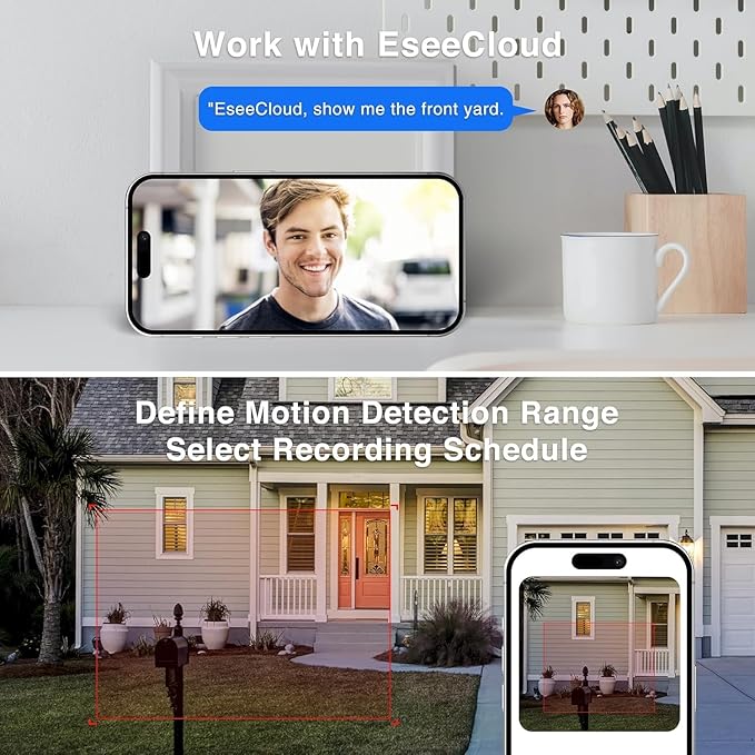 Security Cameras Wireless Outdoor,2K WiFi Cameras for Home Security,Battery Powered AI Motion Detection Surveillance Home Security Cam,Color Night Vision,2-Way Talk