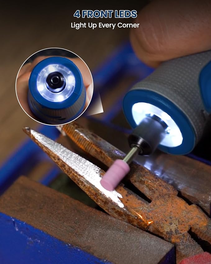 8V Cordless Rotary Tool, Rotary Tool Kit with LED Light, 5-Speed (Max 28000RPM), Upgraded Sanding Belt, 25pcs Rotary Tool Accessories for Grinding, Carving, Engraving, Polishing, Cutting, etc