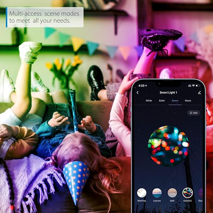 LVWIT Smart Light Bulbs Alexa, A19 60W Equivalent, E26 Smart LED, Work with Google Assistant, Smart Life App, Tuya App, RGB Color Changing Bulb (8.5W), No Hub Required, 4-Pack