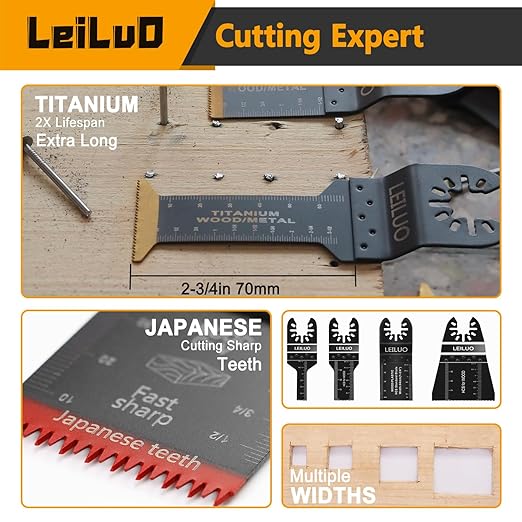 LEILUO 116 Pcs Multitool Blade Kits Cutting and Sandpaper Oscillating Tool Accessories Universal Oscillating Saw Blades with Storage Bag Compatible with DeWalt Makita Dremel and More