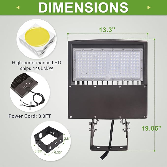 480V 150W High Voltage LED Shoebox Lights, LED Parking Lot Lighting, AC 277-480V LED Pole Area Lights, 450W MH/HPS Equiv, 5000K, Surge Protection Included, DLC UL Certified Trunnion Mount