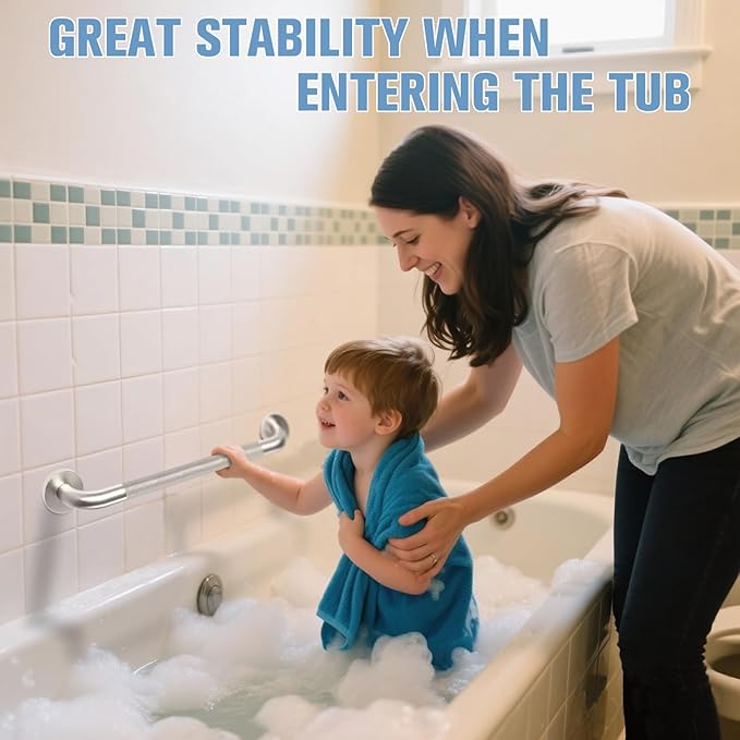 Shower Grab Bar for Seniors 12'' Stainless Steel Safety Grab Bars for Bathtub and Shower Anti-Slip Grip Shower Handle