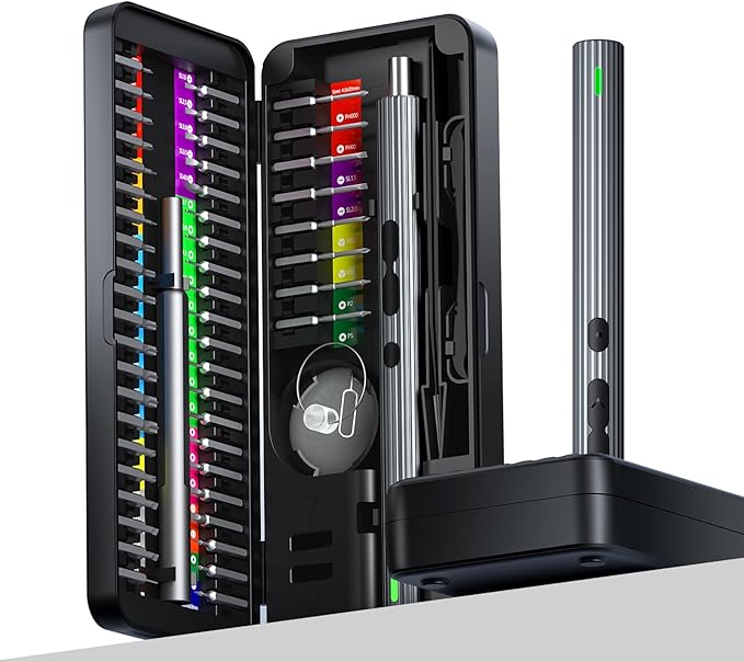 LIFEGOO Mini Electric Screwdriver Set,58 in 1 Cordless Eectric Precision Screwdriver with 50 Magnetic Bits Small Power Screwdriver Repair Tool Kit for Phone Watch Camera