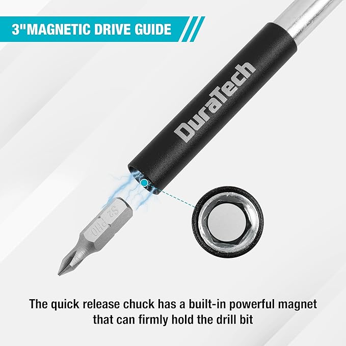 DURATECH 53-Piece Screwdriving Bit Set with Tough Case, S2 Steel Screwdriving Set with 3" Magnetic Drive Guide, 1", 2" & 3" Long Screwdriver Bit Assorted Set for Drill Drivers