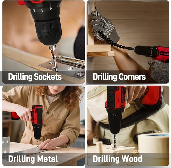 COMOWARE 171-Piece Home Tool Kit with Drill, 20V Cordless Power Drill Combo Set, Complete Household Repair Tools for Men & Women in Garden, Office, DIY Projects