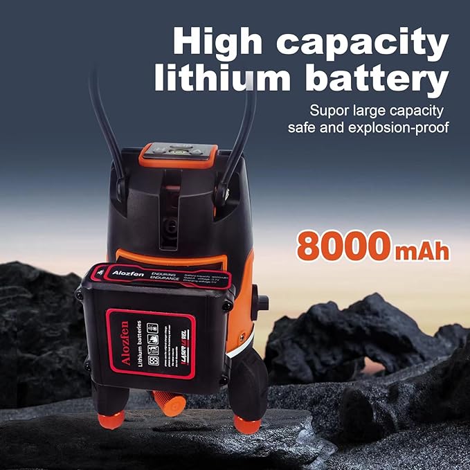 Rotary Laser Level, 360 Cross Line Laser level Self Leveling with 1 mm Horizontal Vertical Beam with 8000mAh Type-C Battery for outdoor Construction Project with Hard Carry Case (Rotary Laser)
