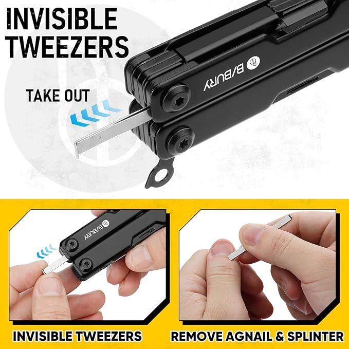 BIBURY Mini Multitool BI2052AB, EDC Multitool Scissors w/Window Breaker, Seat Belt Cutter, Bottle Opener for Outdoor Survival, TSA Approved Keychain Multi-tool Cool Gadget, Gifts for Men and Women