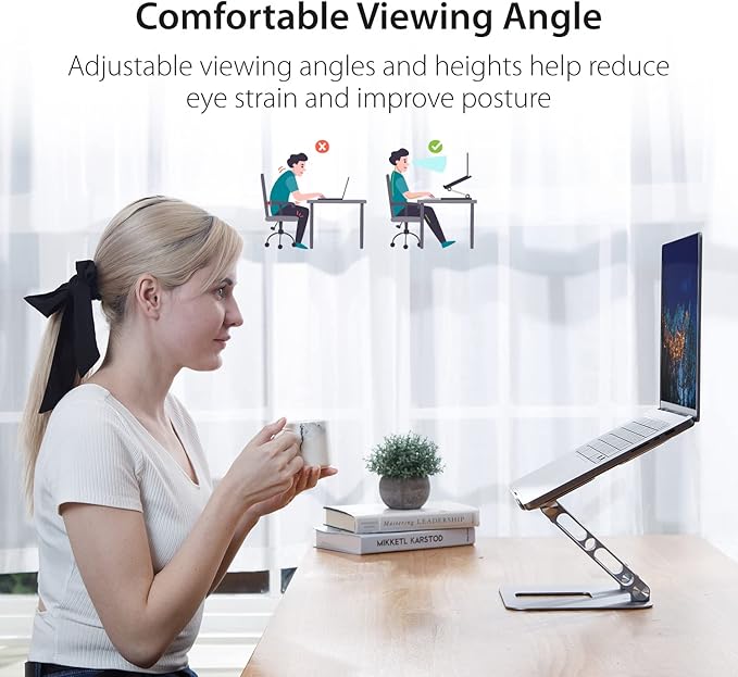 j5create Multi-Angle Aluminum Laptop Stand, Ergonomic Notebook Riser, Suitable for MacBook, Dell, HP, Lenovo, Fits Most laptops up to 16" (JTS127)