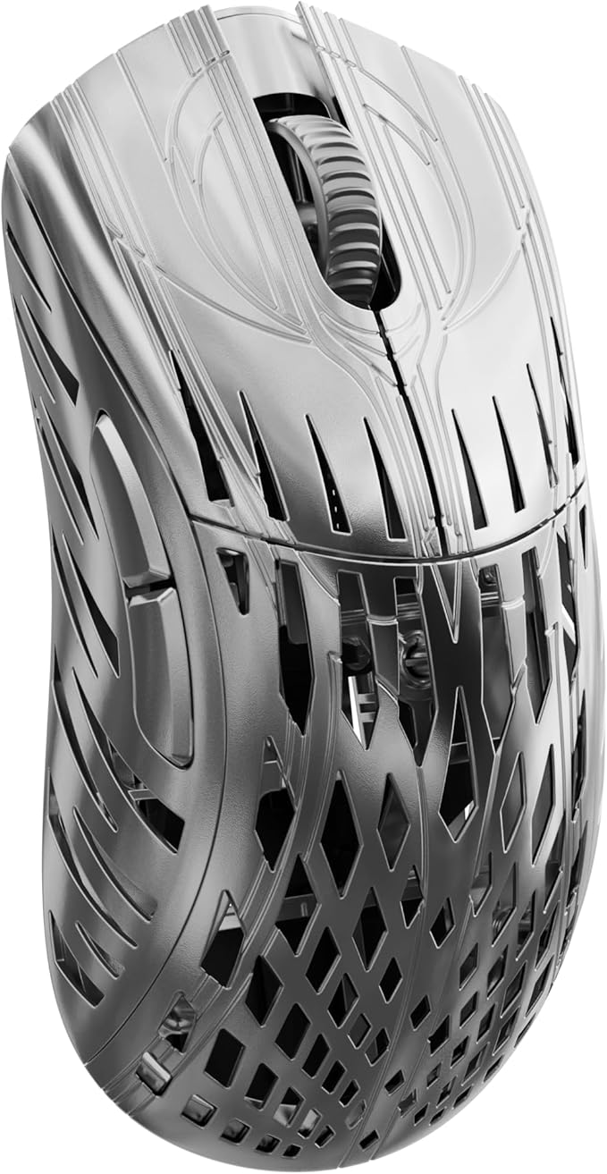 PWNAGE Stormbreaker Wireless Magnesium Gaming Mouse 8kHz - 50grams Ultralight Esports Pro Gamer Flawless Professional PAW3395 Optical Sensor 26,000 DPI - 8000Hz -100% PTFE Skates Ergo -Platinum