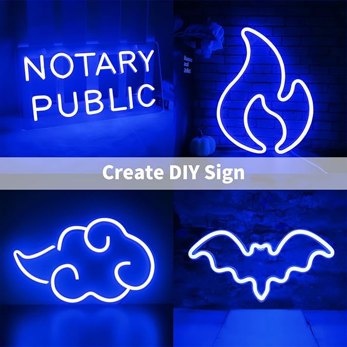 iNextStation 12V Blue LED Strip Lights 16.4FT, Flexible Silicone Neon Rope Light with Power Adapter, Waterproof, Cuttable, Dimmable & Linkable, for Cabinet, Ceiling, Wall, Bedroom, Kitchen, Garage