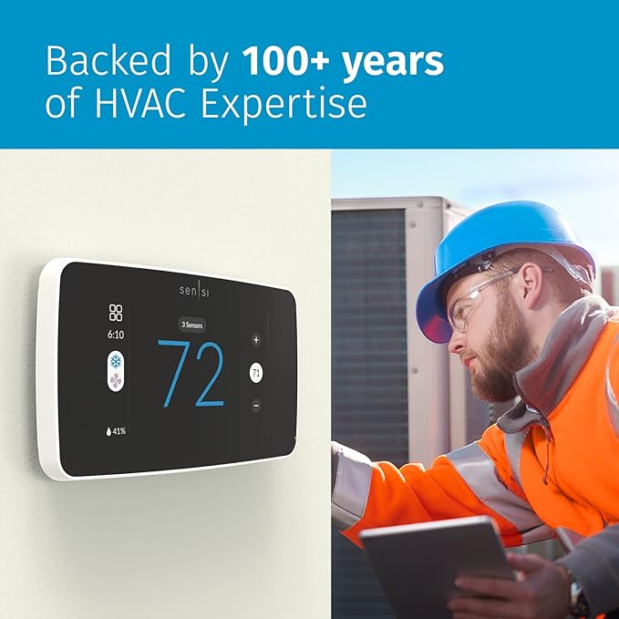 Sensi Touch 2 Smart Thermostat with Touchscreen Color Display, 100 Years of Expertise, Programmable, Wi-Fi, Data Privacy, Easy DIY, Works with Alexa, Energy Star Certified, ST76W, C-Wire Required