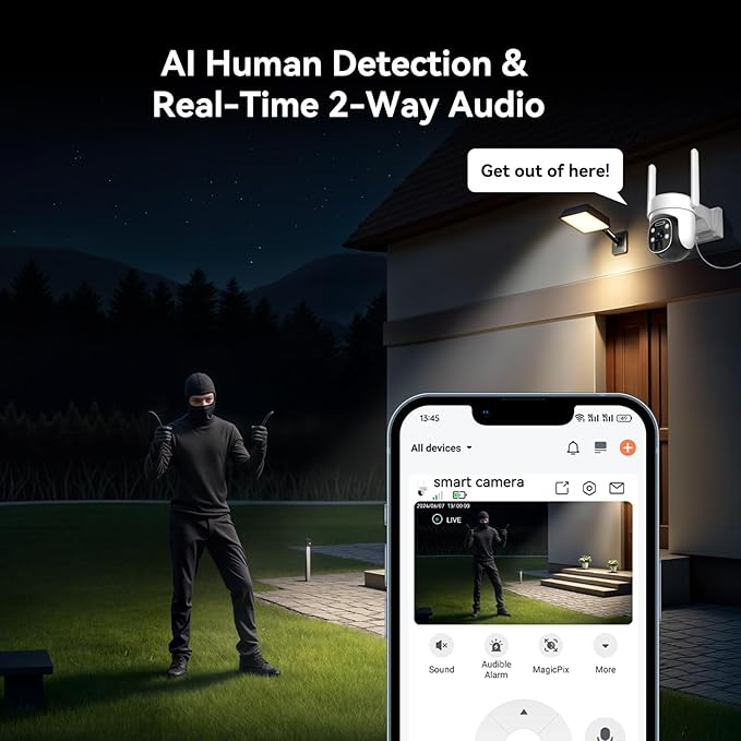 4G LTE Cellular Security Camera Outdoor, 2K No WiFi Solar Camera Outdoor Wireless Color Night Vision, Cellular Cameras for Security 360° Viewing, PIR Motion Sensor