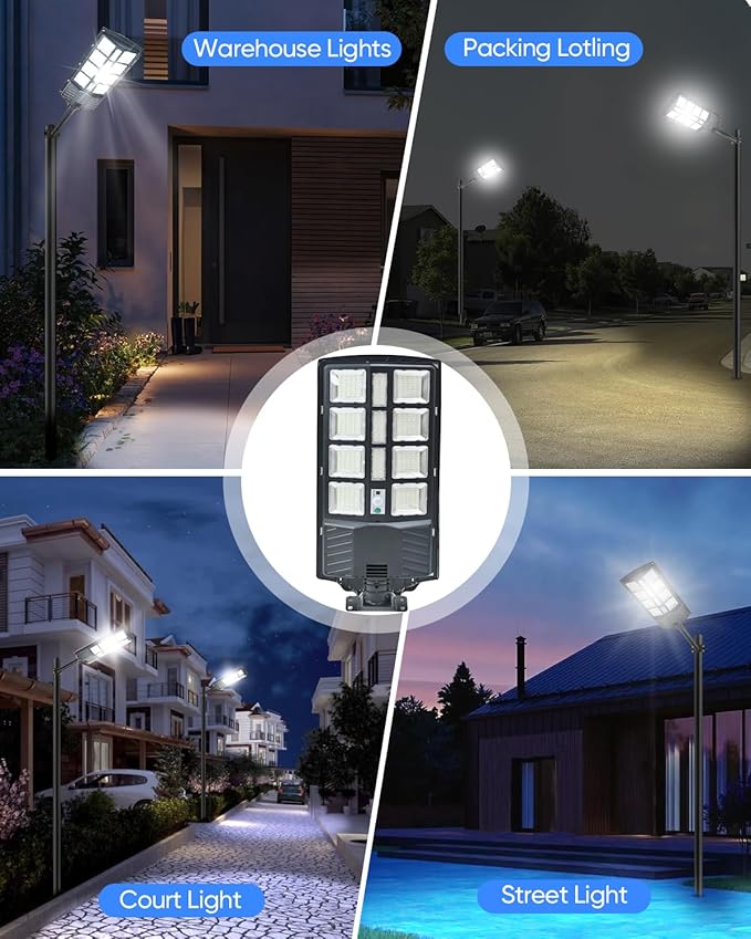 2000W Solar Street Lights Outdoor 20000LM 380PCS LED Commercial Parking Lot Lights Dusk to Dawn Waterproof Solar Security Flood Lights with Motion Sensor and Remote for Yard Warehouse Garage Driveway